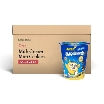 Oreo Milk Cream Mini Chocolate Cookie Biscuits 55g - 1 Carton (24 cups)  