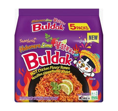 Samyang buldak habanero lime ramen 5 pack, spicy zesty hot chicken noodles in Dubai UAE.