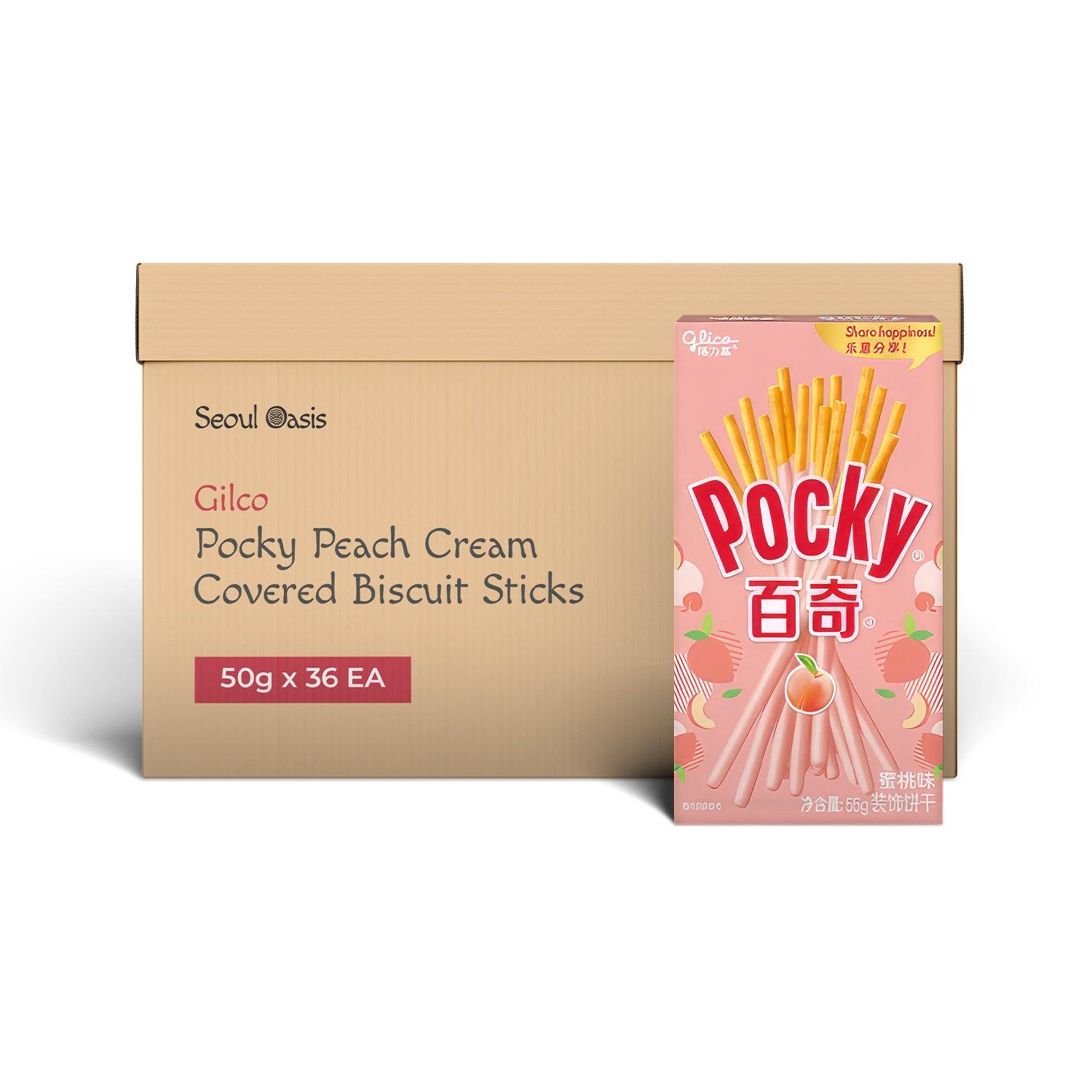 Glico Pocky Peach Cream Covered Biscuit Sticks - 1 Carton