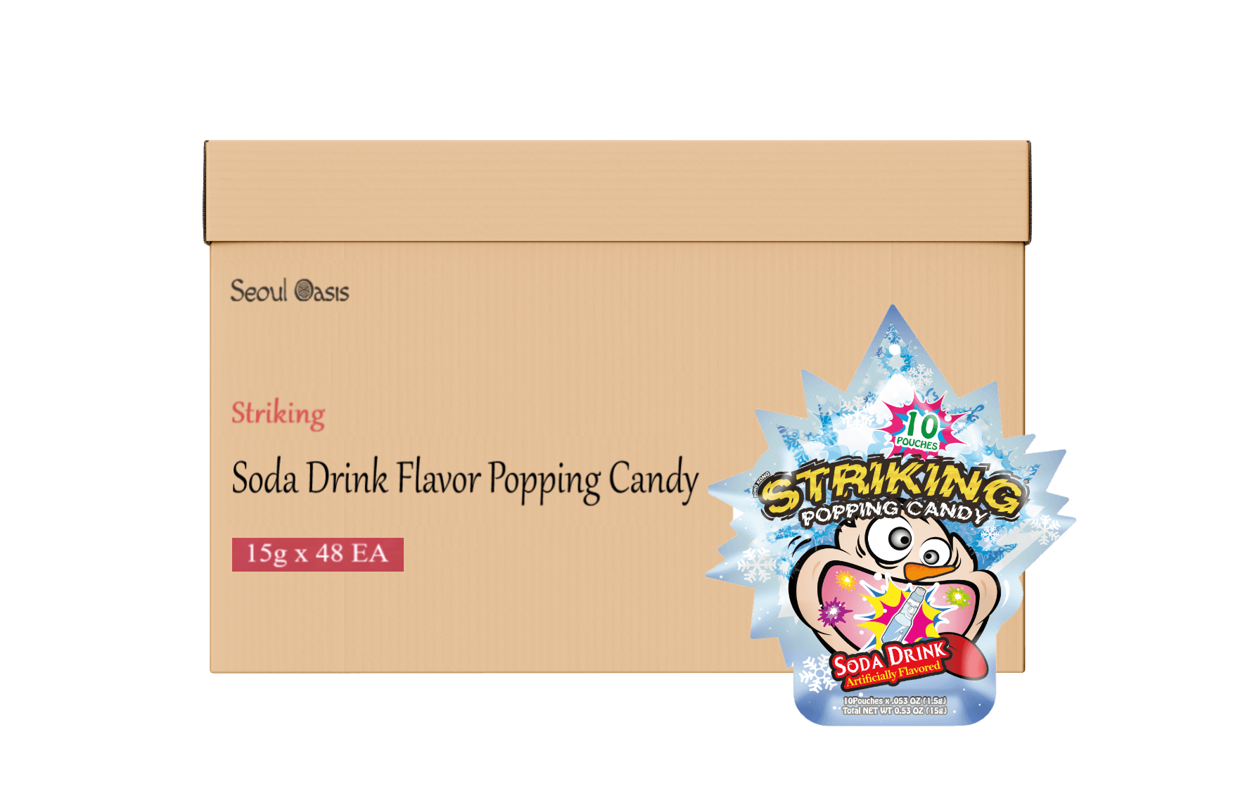 Striking Soda Drink Flavored Popping Candy 15g - Carton of 48 packs