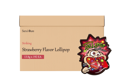 Striking Strawberry Flavored Lollipop 13.8g - 1 carton (192 packs)