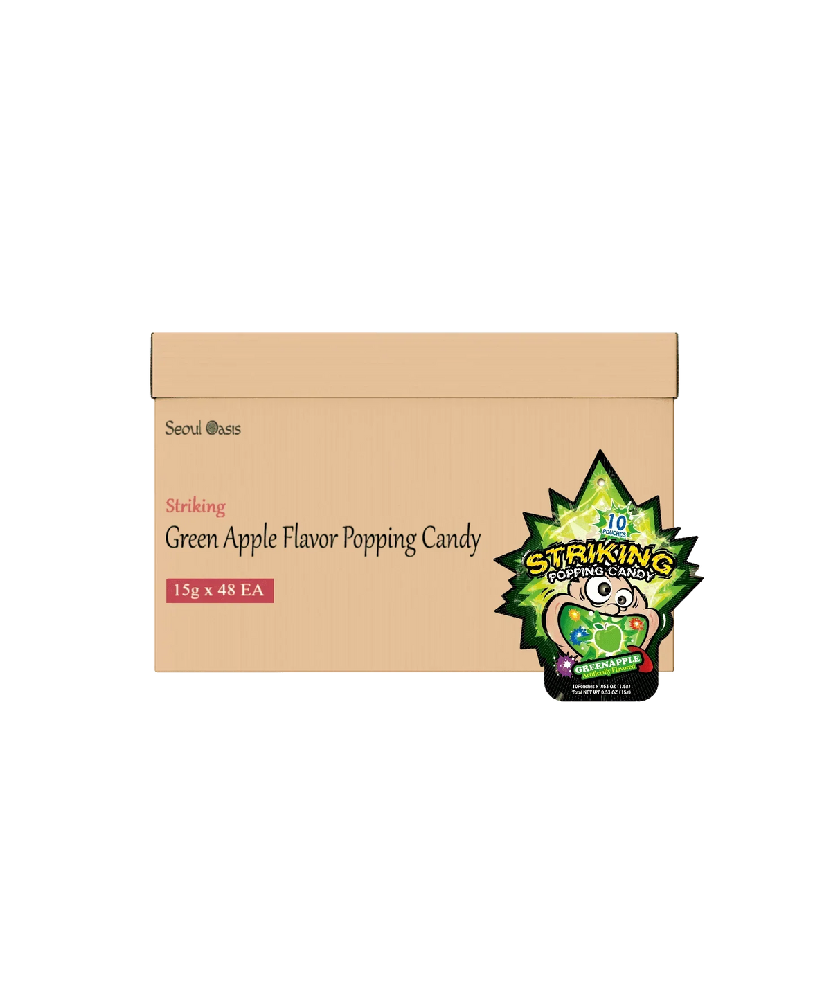 Striking Popping Candy Halal Green Apple UAE 48ct bulk carton for birthday party bags Dubai.