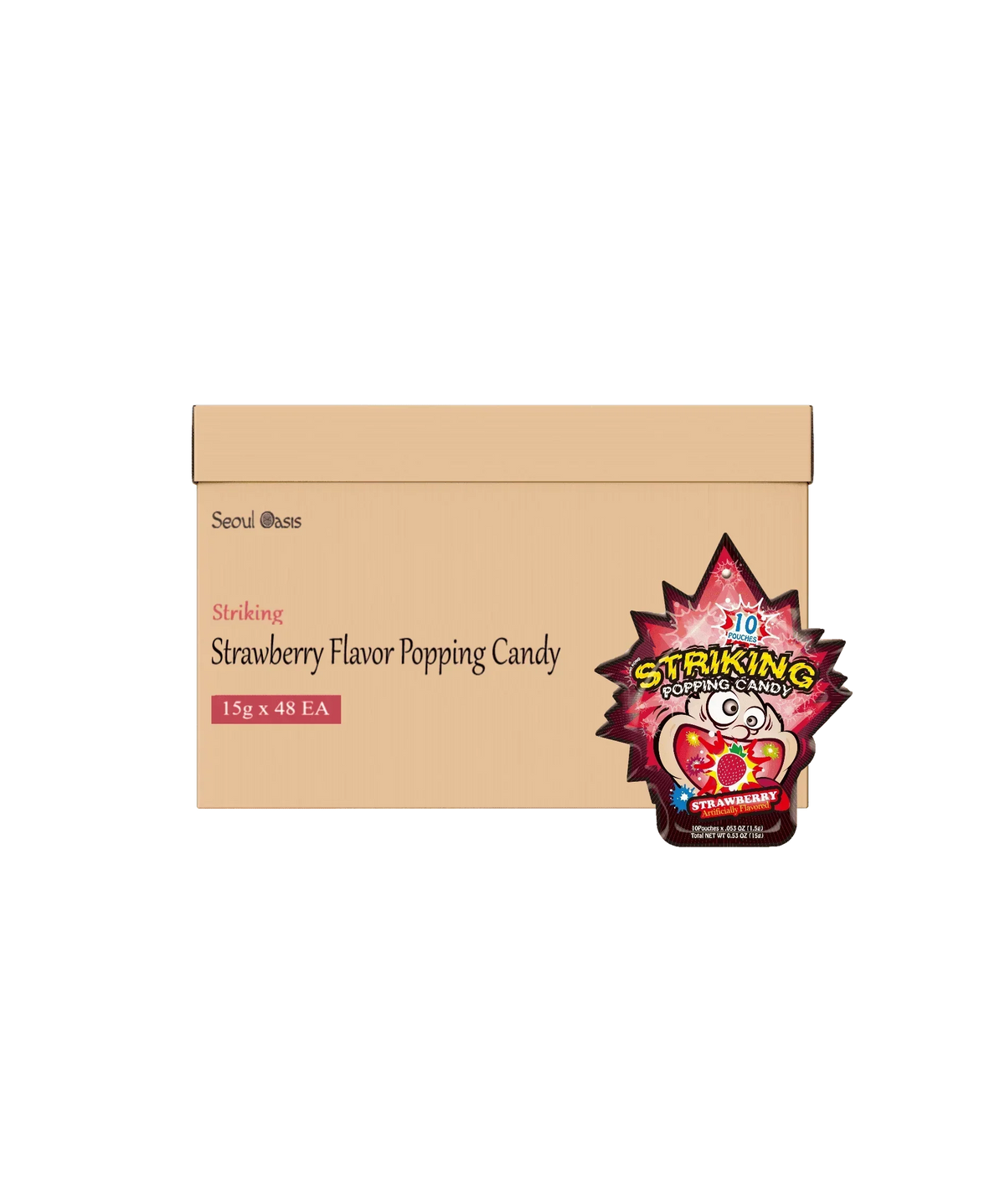 Buy Bulk Striking Popping Candy Strawberry 48 pack in Dubai for an explosive fizzy taste.