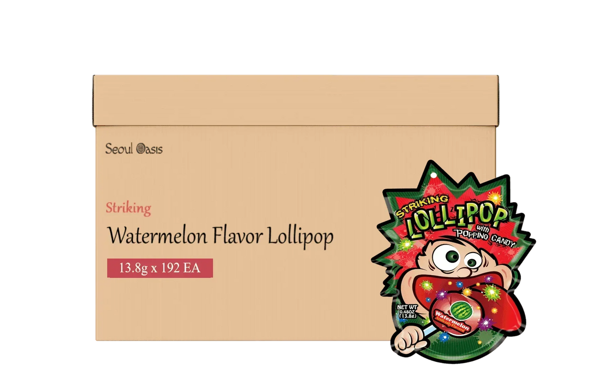 Buy lollipop bulk Dubai online: Vibrant Striking Watermelon popping candy packs for UAE events.