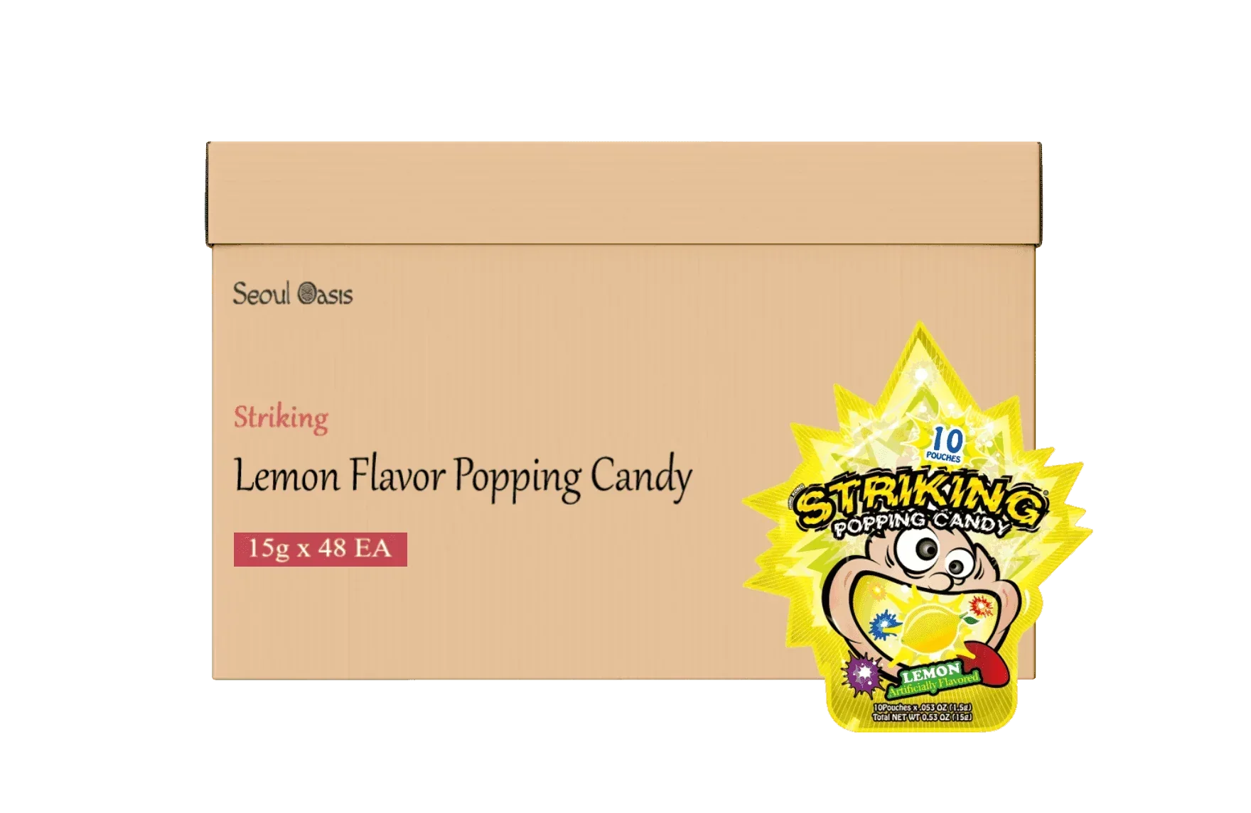 Striking Lemon Flavored Popping Candy 15g - Carton of 48 packs  Striking   gbuy-ae.myshopify.com striking-lemon-flavored-popping-candy-15g-carton-of-48-packs