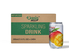 Buy mango sparkling drink can Dubai: Chilled 350ml Oasis can with bubbly tropical fizz.