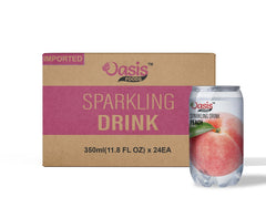 Oasis Peach Sparkling Drink Wholesale Carton: Refreshing, bubbly peach drink in Dubai UAE.