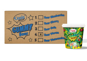 Buy sour worm gummies carton Dubai: Vibrant, tangy Seoul Oasis 24pcs box for kids parties.