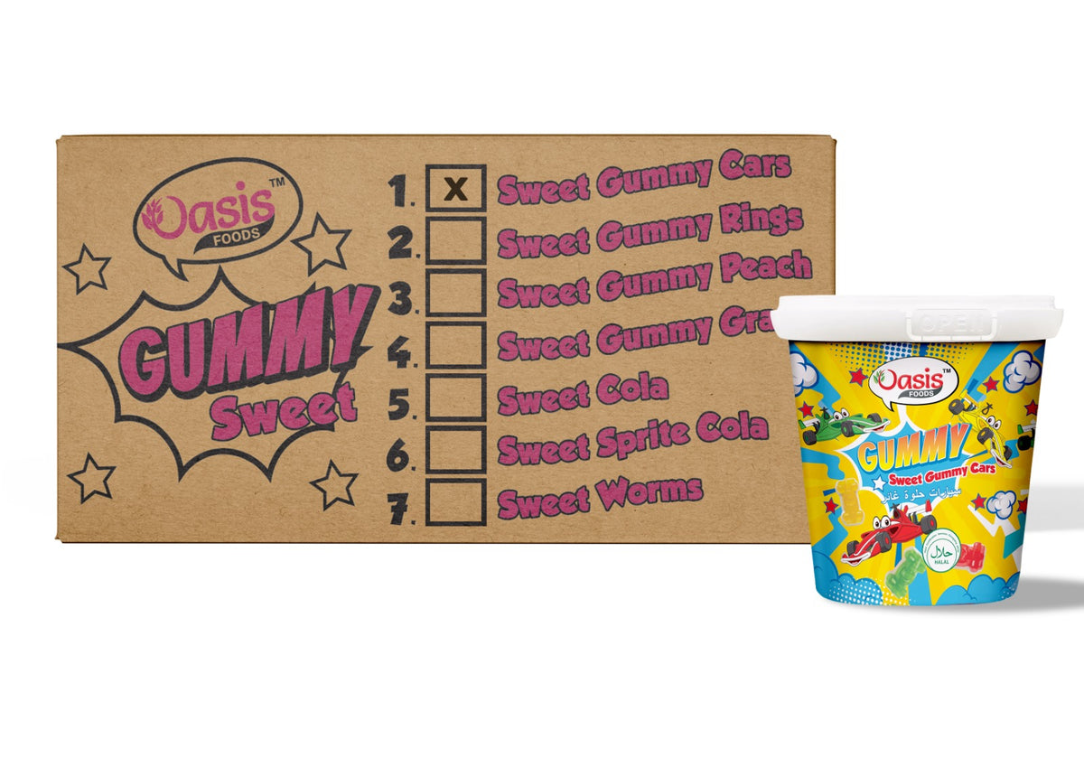 Buy sour car gummies carton box UAE: Vibrant 24pcs pack of tangy candy in Dubai.