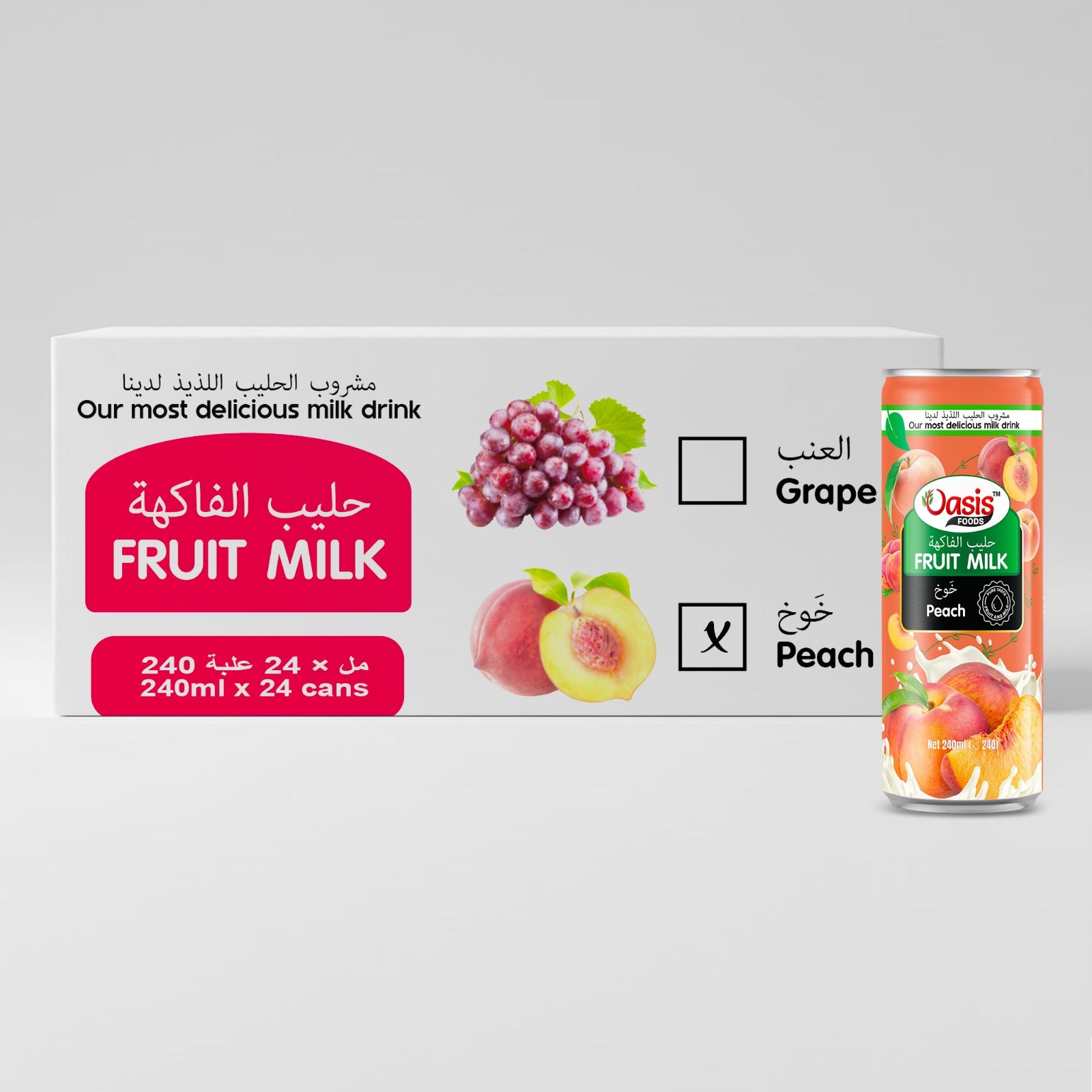 Oasis Fruit Milk Peach Flavor 240ml - Carton (24 cans)