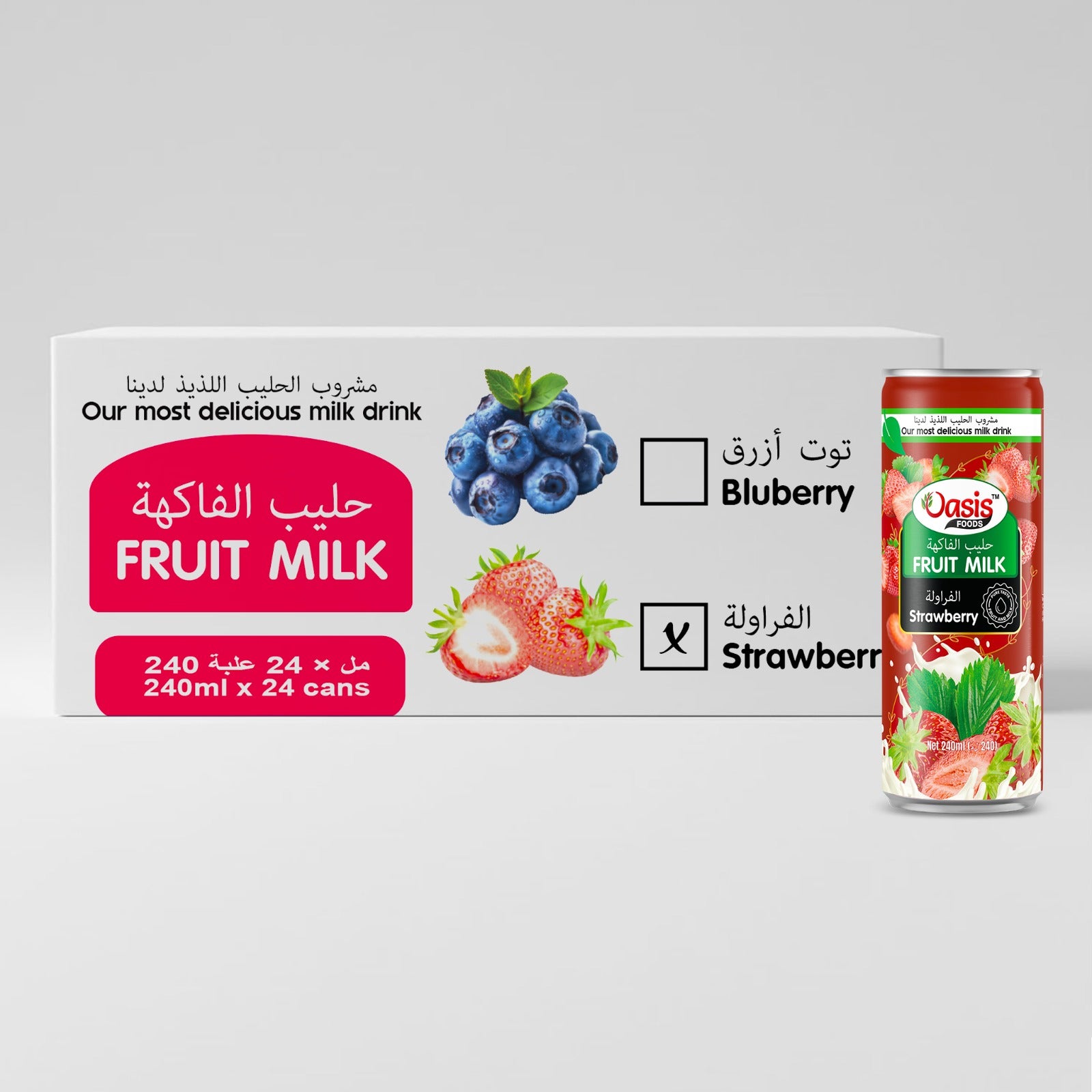 Oasis Fruit Milk Strawberry Flavor 240ml - Carton (24 cans)