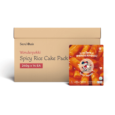 Wonderpokki Spicy Topokki Rice Cakes 240g pack - 1 Carton (14 pcs)  Wonderpokki   gbuy-ae.myshopify.com wonderpokki-spicy-topokki-rice-case-240g-packs-1-carton