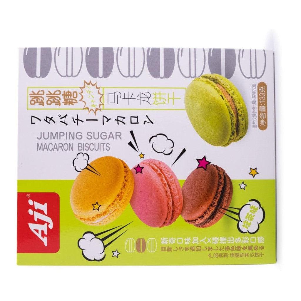 AJI Jumping Sugar Macaron Biscuits Matcha Flavor - 1 Carton (24 boxes) - seouloasis.com - Seoul Oasis