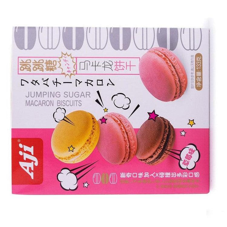 AJI Jumping Sugar Macaron Biscuits Strawberry Flavor - 1 Carton (24 boxes) - seouloasis.com - Seoul Oasis