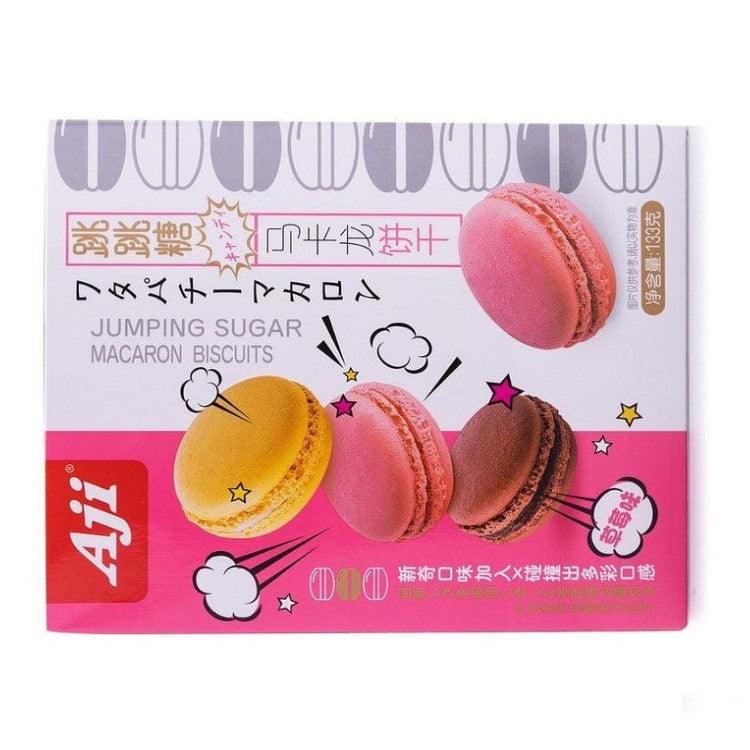 AJI Jumping Sugar Strawberry Flavored Macaron Biscuits - 133g pack - seouloasis.com - Seoul Oasis