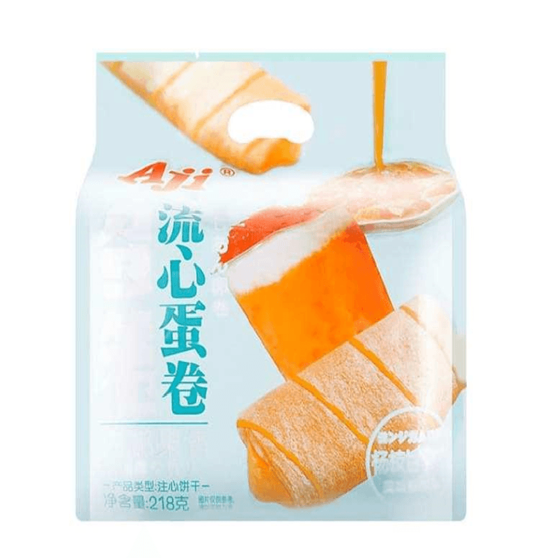 AJI Lava Egg Roll Mango Sago Flavored Wafer - 218g Pack - seouloasis.com - Seoul Oasis