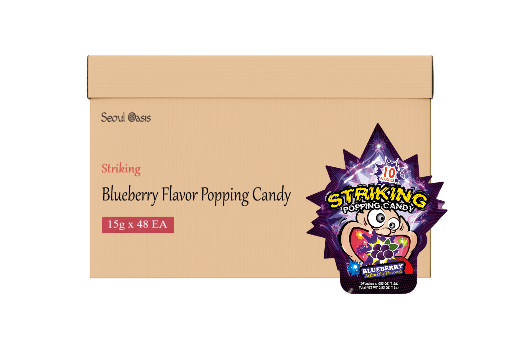 Striking Blueberry Flavored Popping Candy 15g - Carton of 48 packs