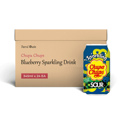 Chupa Chups Blueberry Flavor Sparkling Drink - 1 Carton (24 cans) - seouloasis.com - Seoul Oasis