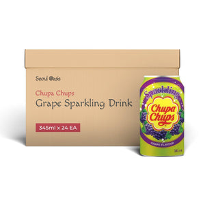 Chupa Chups Grape Flavor Sparkling Drink - 1 Carton (24 cans) - seouloasis.com - Seoul Oasis