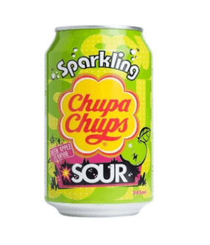 Chupa Chups Sparkling Soda Drink - Green Apple (1 can) - seouloasis.com - Seoul Oasis