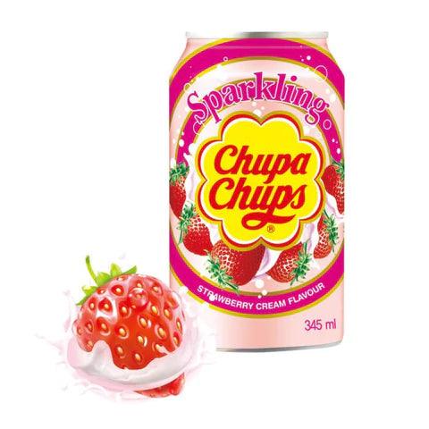 Chupa Chups Strawberry Sparkling Soda Drink - 1 can - seouloasis.com - Seoul Oasis