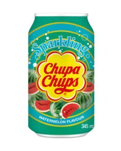 Chupa Chups Watermelon Flavor Sparkling Drink - 1 Carton (24 cans) - seouloasis.com - Seoul Oasis