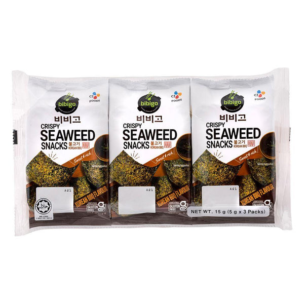 Cj Bibigo Seaweed - Korean BBQ Flavour 3 packs - seouloasis.com - Seoul Oasis
