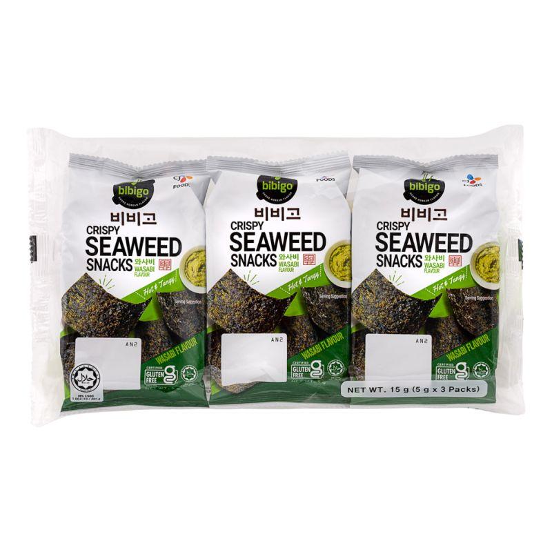 Cj Seaweed Snacks - Wasabi Flavour 3 packs - seouloasis.com - Seoul Oasis