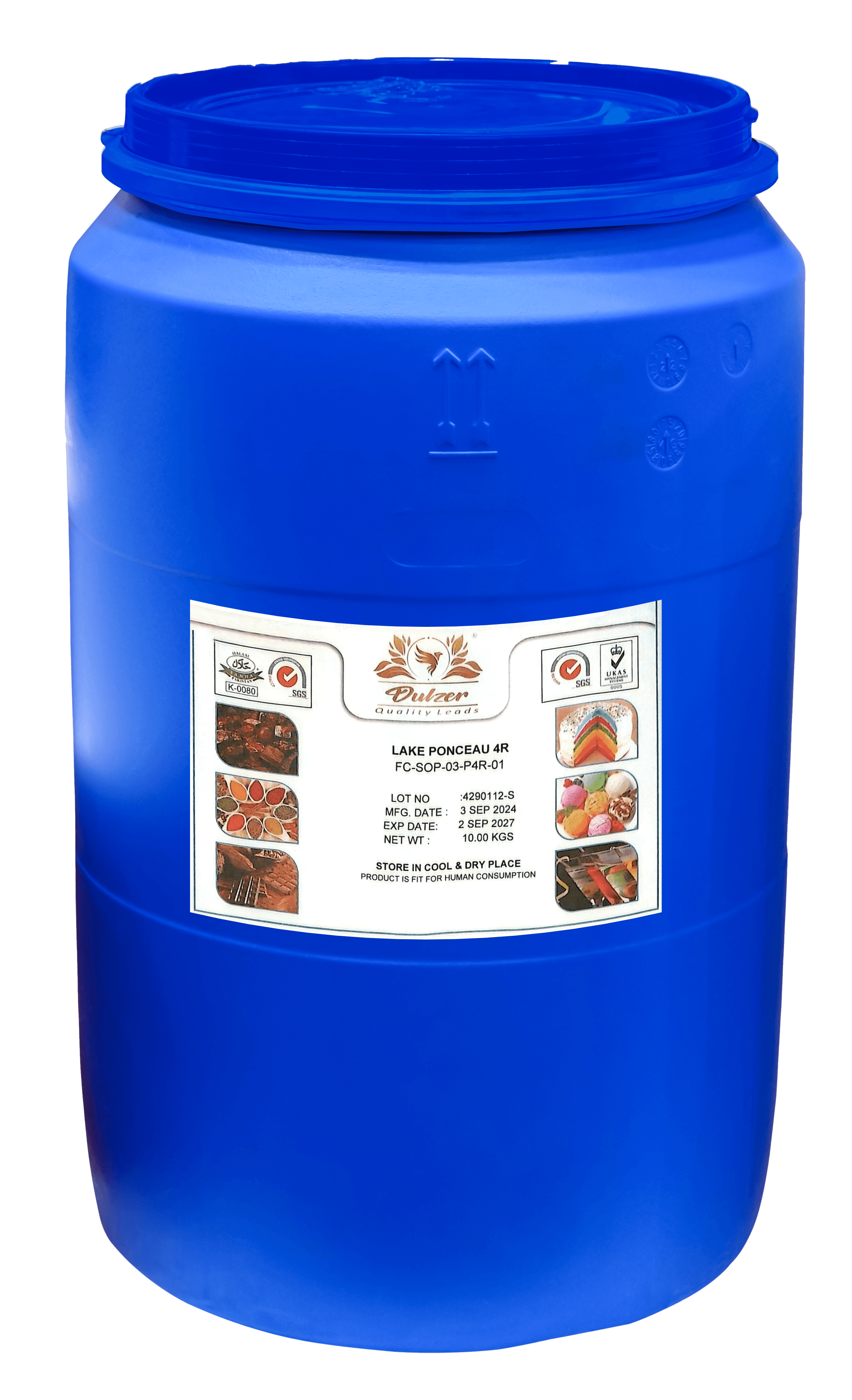 Dulzer Lake Ponceau 4R Food Color (powder form) - 10kg Drum - seouloasis.com - Seoul Oasis