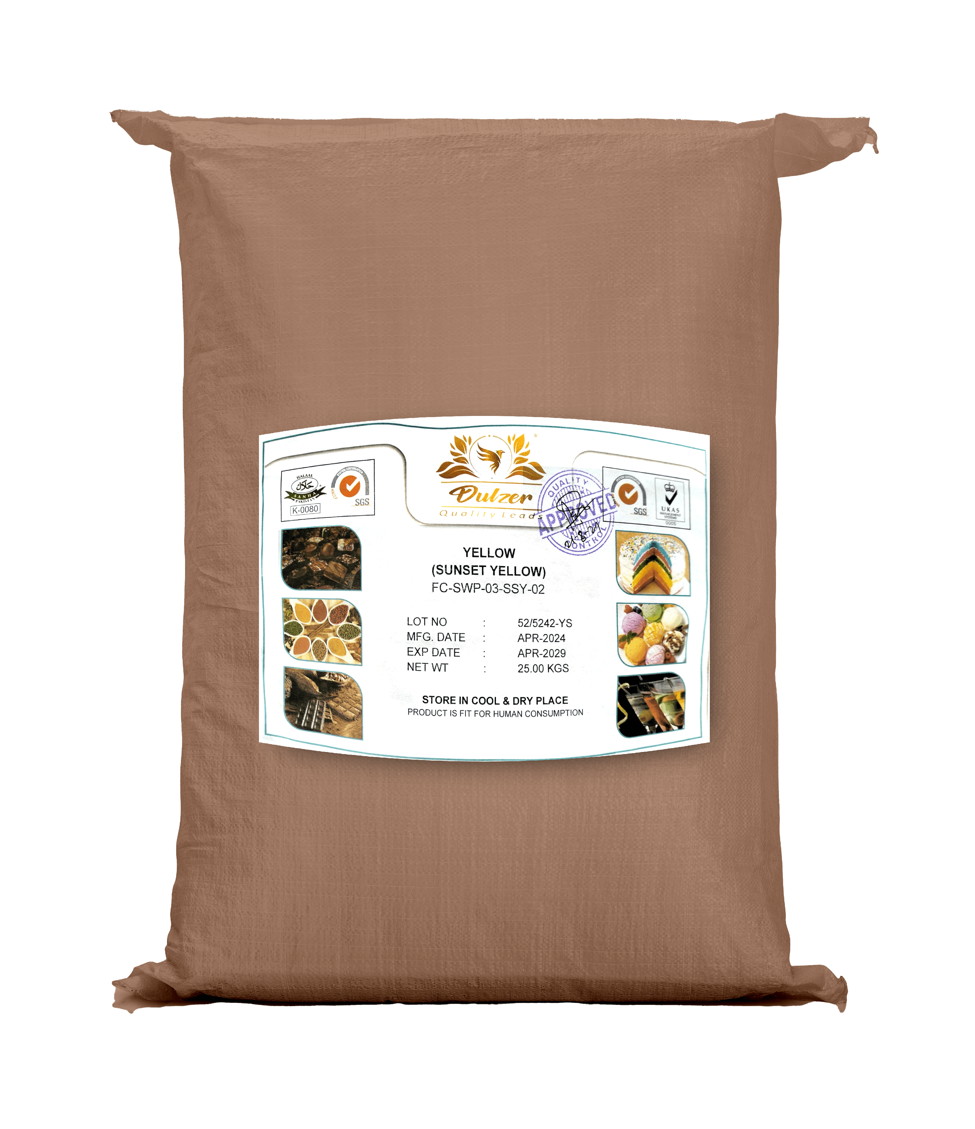 Dulzer Sunset Yellow Food Color (powder form) - 25kg Bag - seouloasis.com - Seoul Oasis