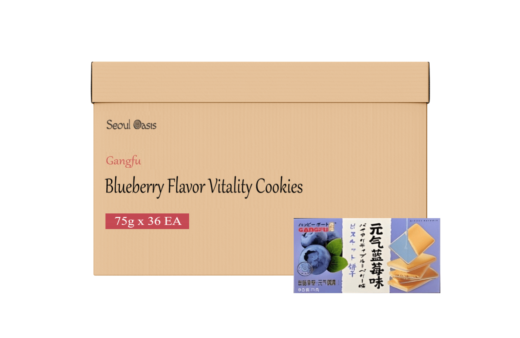 Gangfu Blueberry Vitality Cookies 75g - Carton of 36 boxes - seouloasis.com - Seoul Oasis