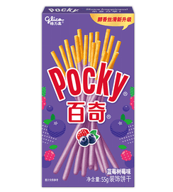 Glico Pocky Blueberry Raspberry Cream Covered Biscuit Sticks - 55g, Single Pack - seouloasis.com - Seoul Oasis