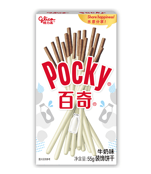 Glico Pocky Milk Cream Covered Biscuit Sticks - 55g, Single Pack - seouloasis.com - Seoul Oasis