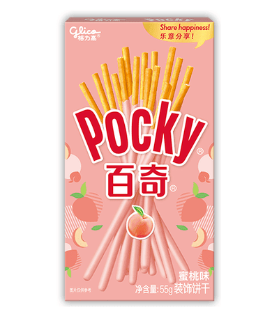 Glico Pocky Peach Cream Covered Biscuit Sticks - 55g, Single Pack - seouloasis.com - Seoul Oasis