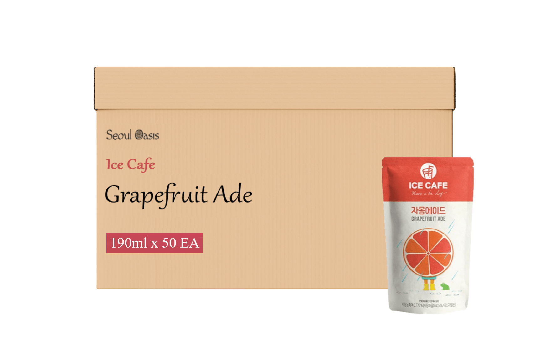 Ice Cafe Grapefruit Ade Juice Drink 190ml - 1 Carton (50 pouches) - seouloasis.com - Seoul Oasis