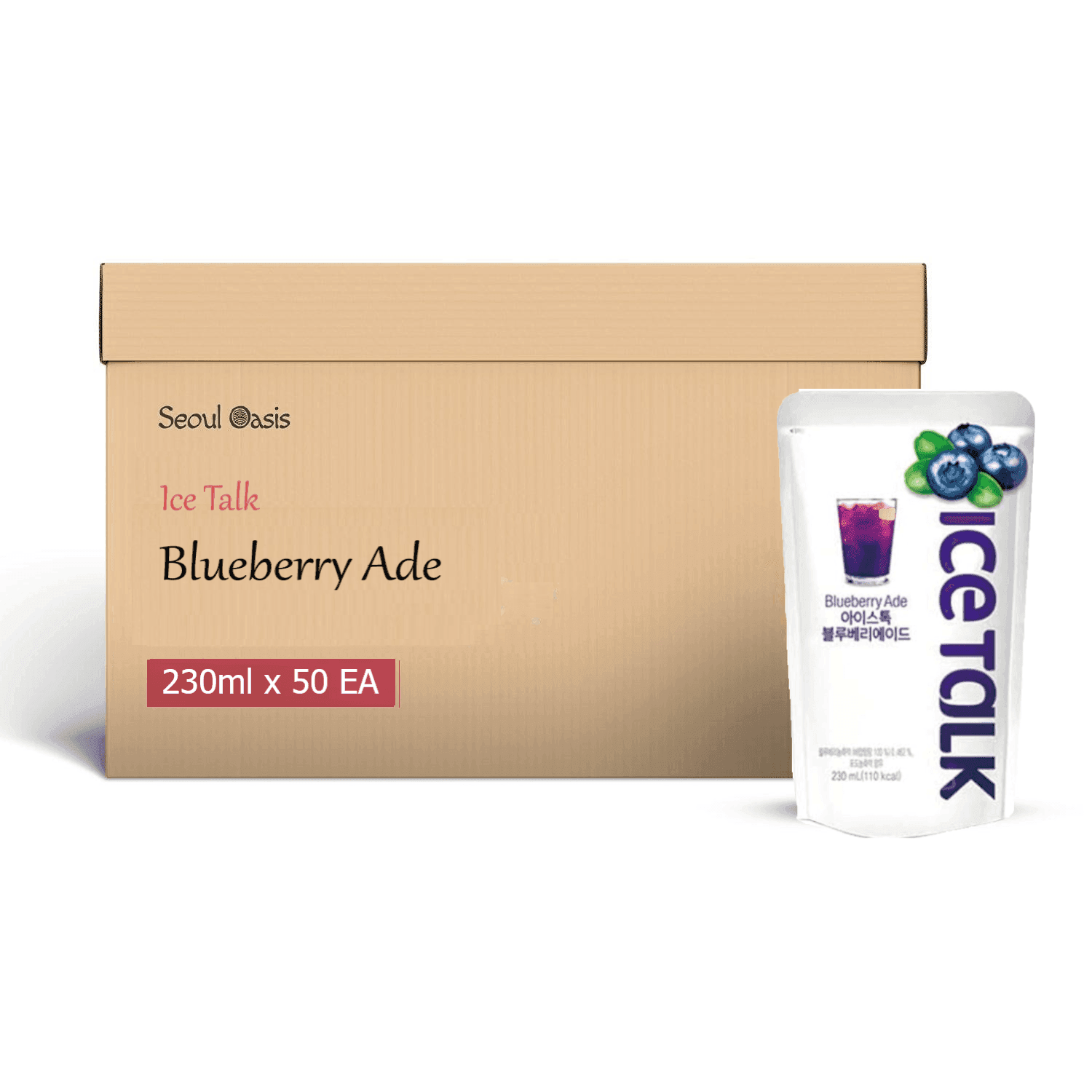 Ice Talk Blueberry Ade Juice Drink 230ml - 1 Carton (50 pouches) - seouloasis.com - Seoul Oasis