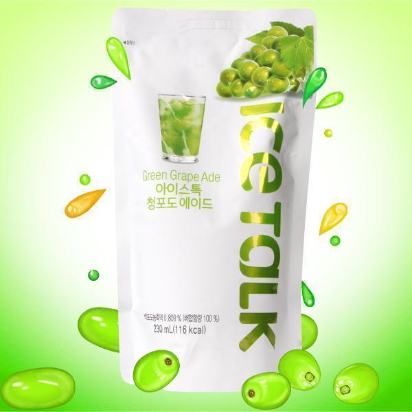 Ice Talk Green Grape Ade Juice Drink 230ml - 1 Carton (50 pouches) - seouloasis.com - Seoul Oasis