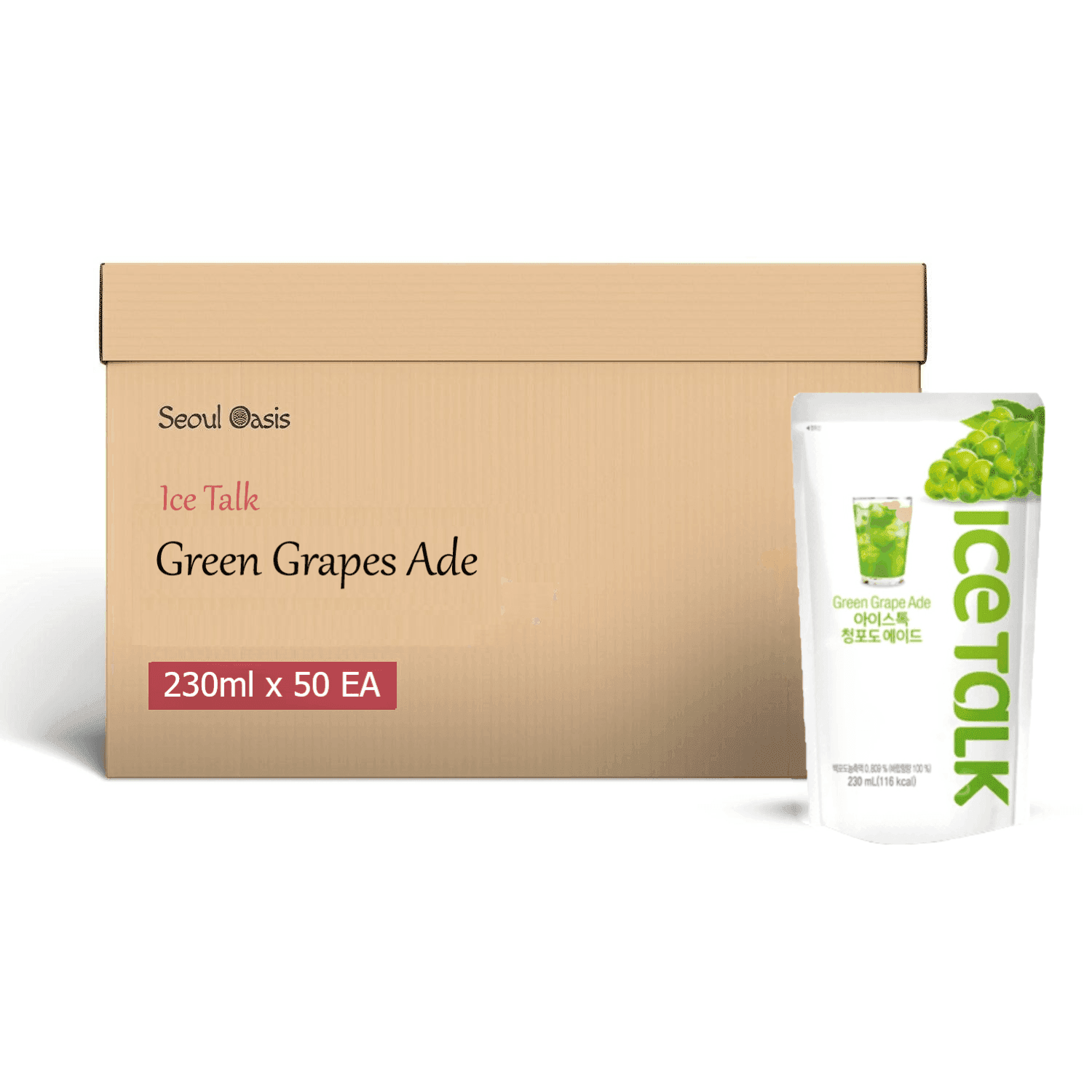 Ice Talk Green Grape Ade Juice Drink 230ml - 1 Carton (50 pouches) - seouloasis.com - Seoul Oasis