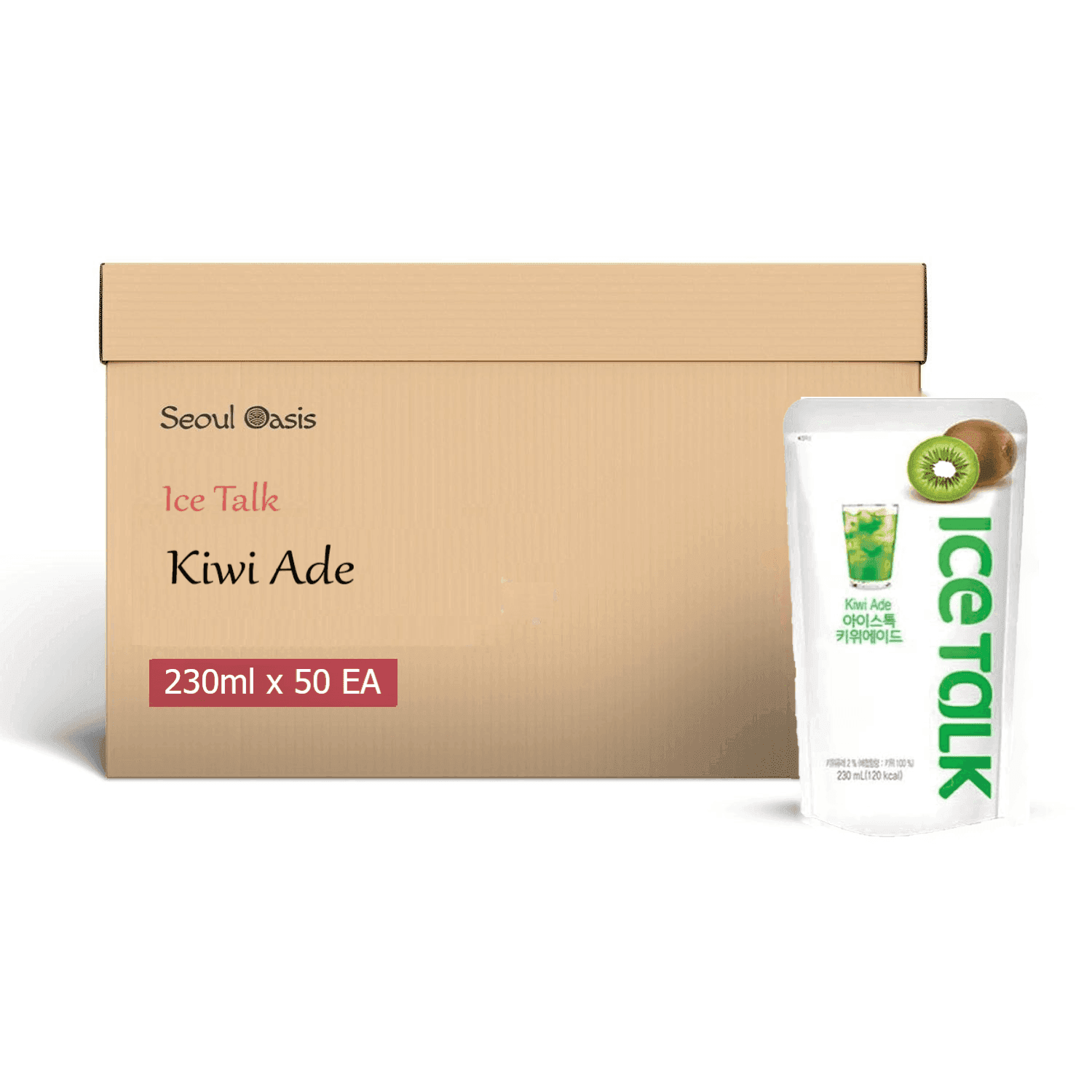 Ice Talk Kiwi Ade Juice Drink 230ml - 1 Carton (50 pouches) - seouloasis.com - Seoul Oasis