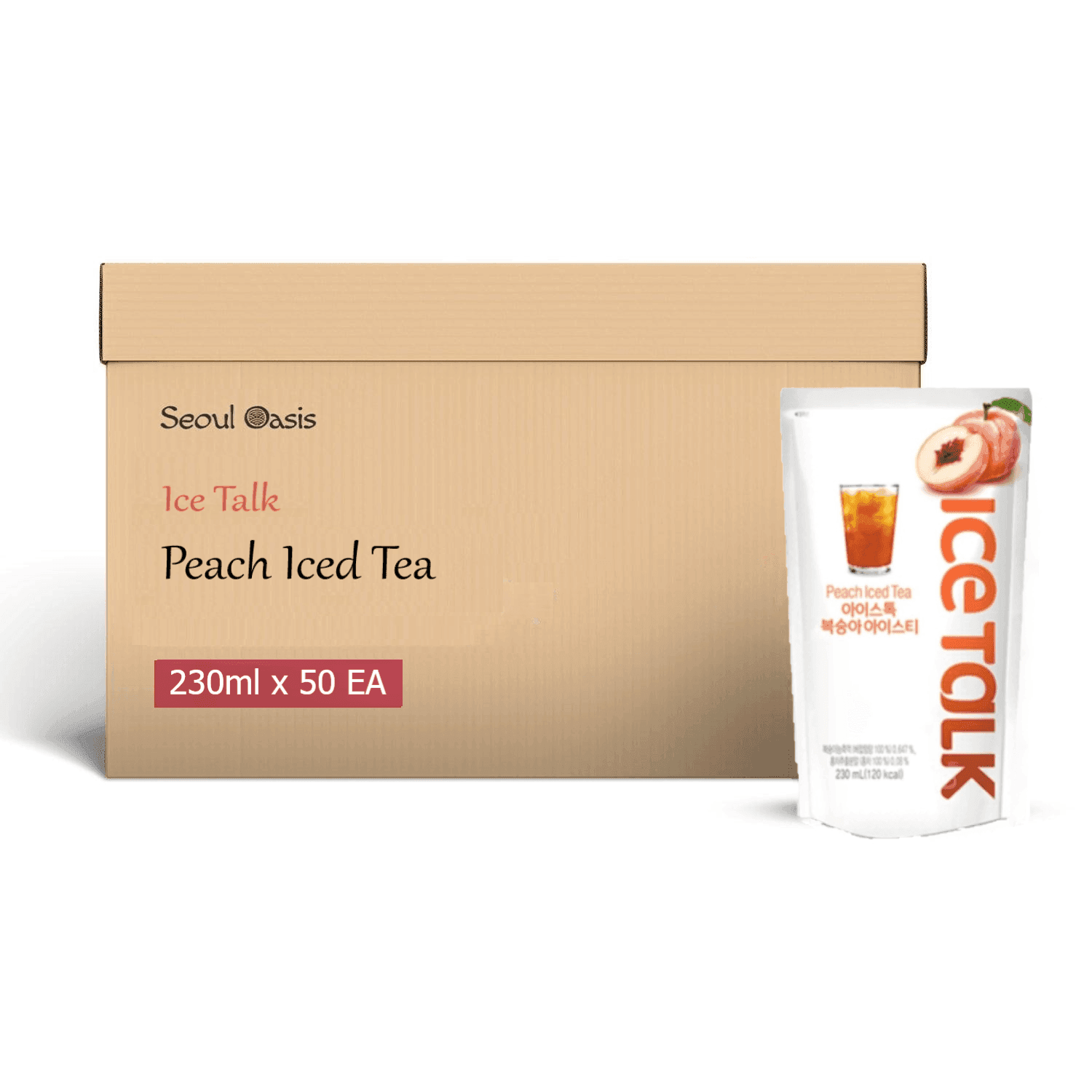 Ice Talk Peach Iced Tea 230ml - 1 Carton (50 pouches) - seouloasis.com - Seoul Oasis