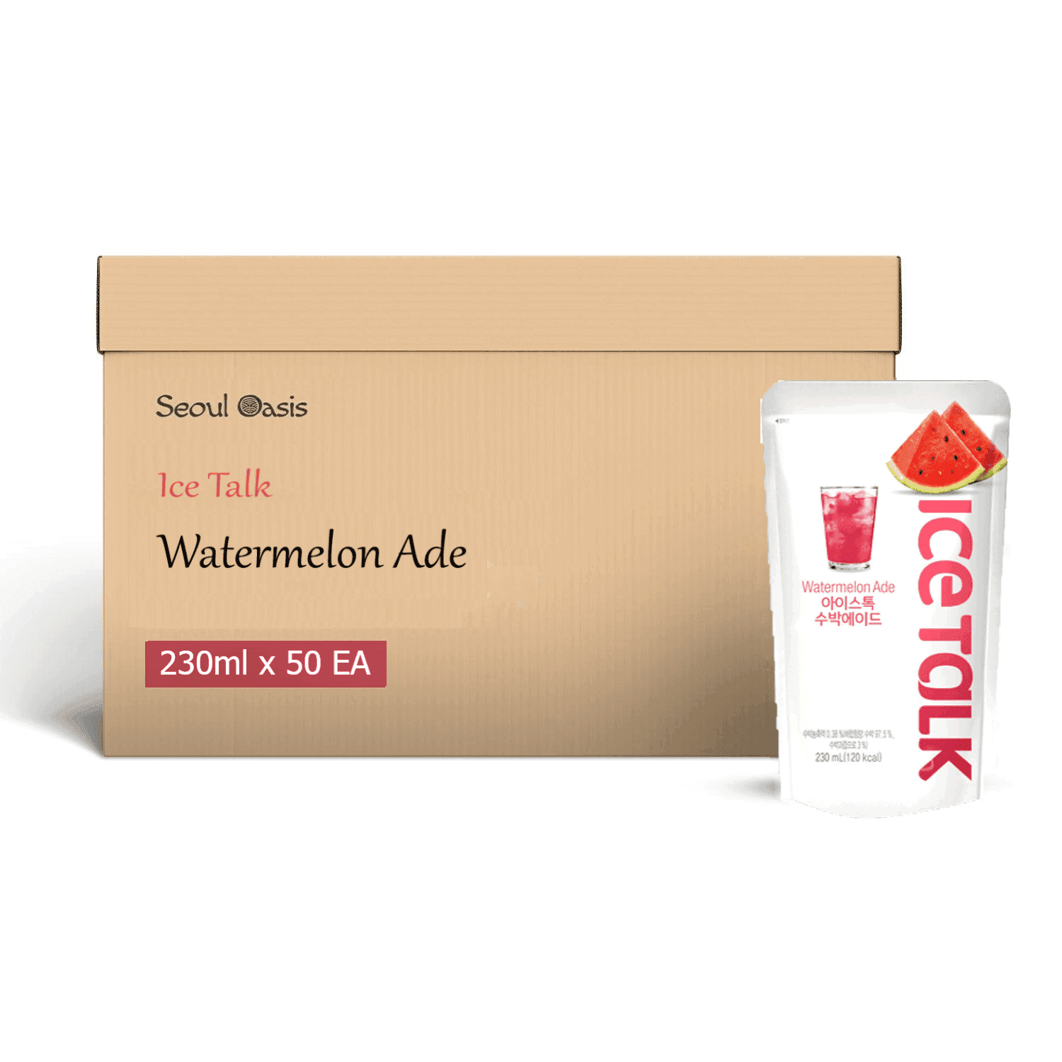 Ice Talk Watermelon Ade Juice Drink 230ml - 1 Carton (50 pouches) - seouloasis.com - Seoul Oasis