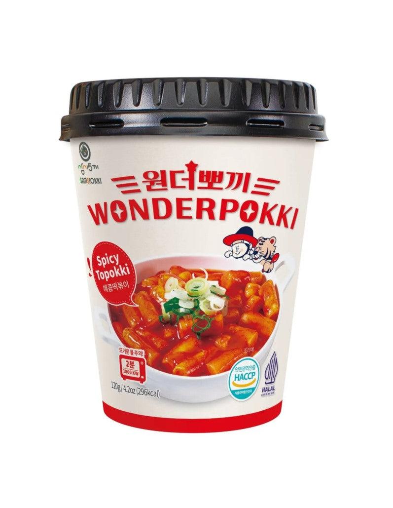 Wonderpokki Spicy Topokki Rice Cake - 1 carton (30 cups, 120g each)