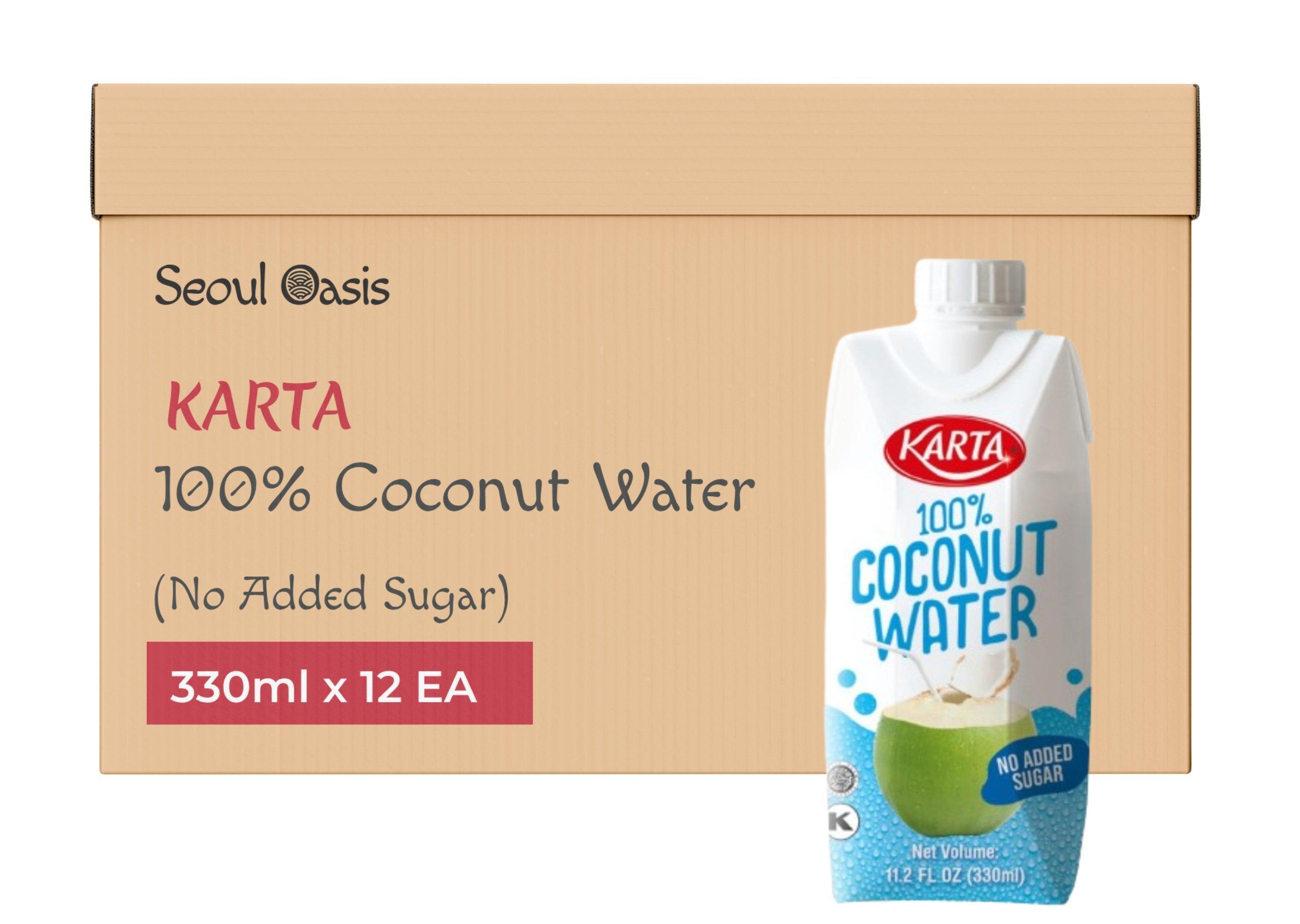 Karta 100% Pure Natural Coconut Water 330ml Pack - 12pcs (1 Carton) - seouloasis.com - Seoul Oasis