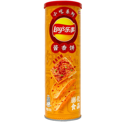 Lays Premium Potato Sauce Pancake Flavor Chips - 90g, 1 Can