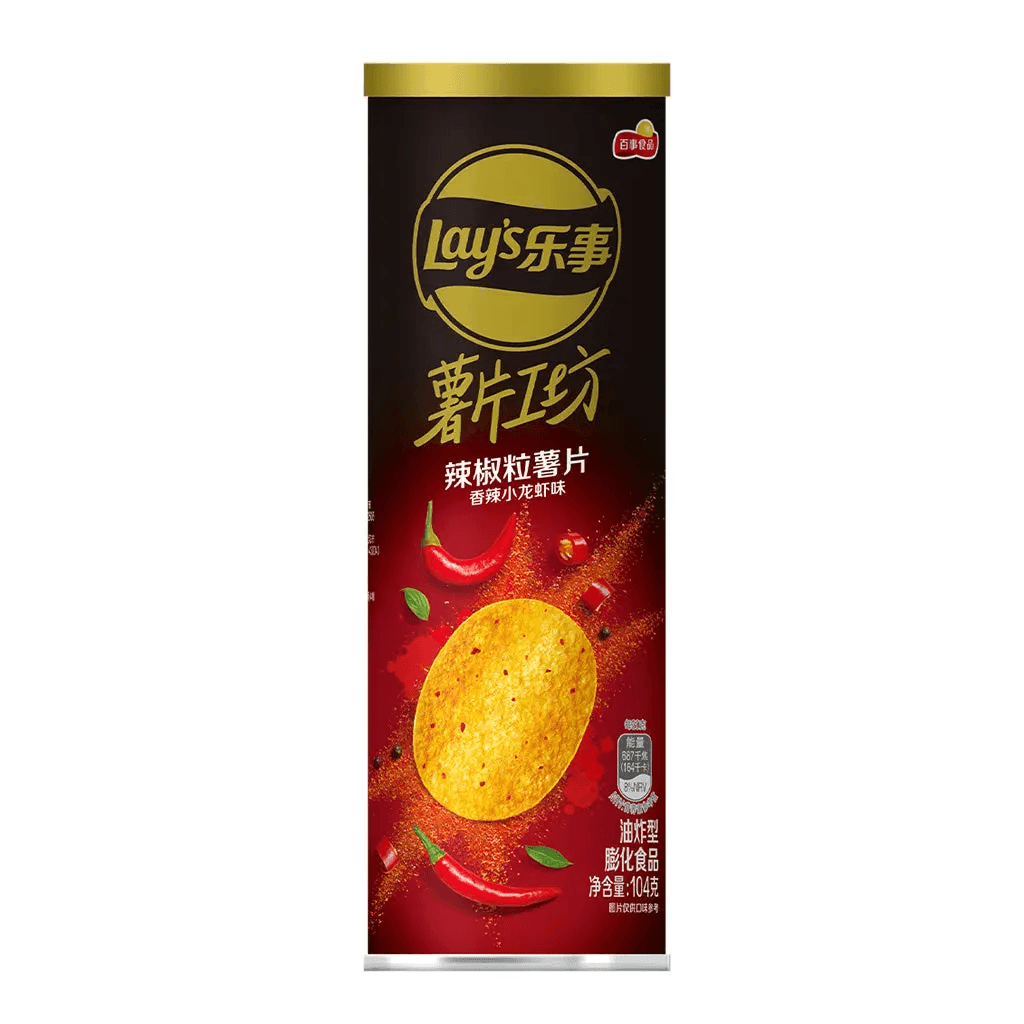 Lays Premium Spicy Crayfish Flavored Potato Chips - 104g, 1 Can - seouloasis.com - Seoul Oasis