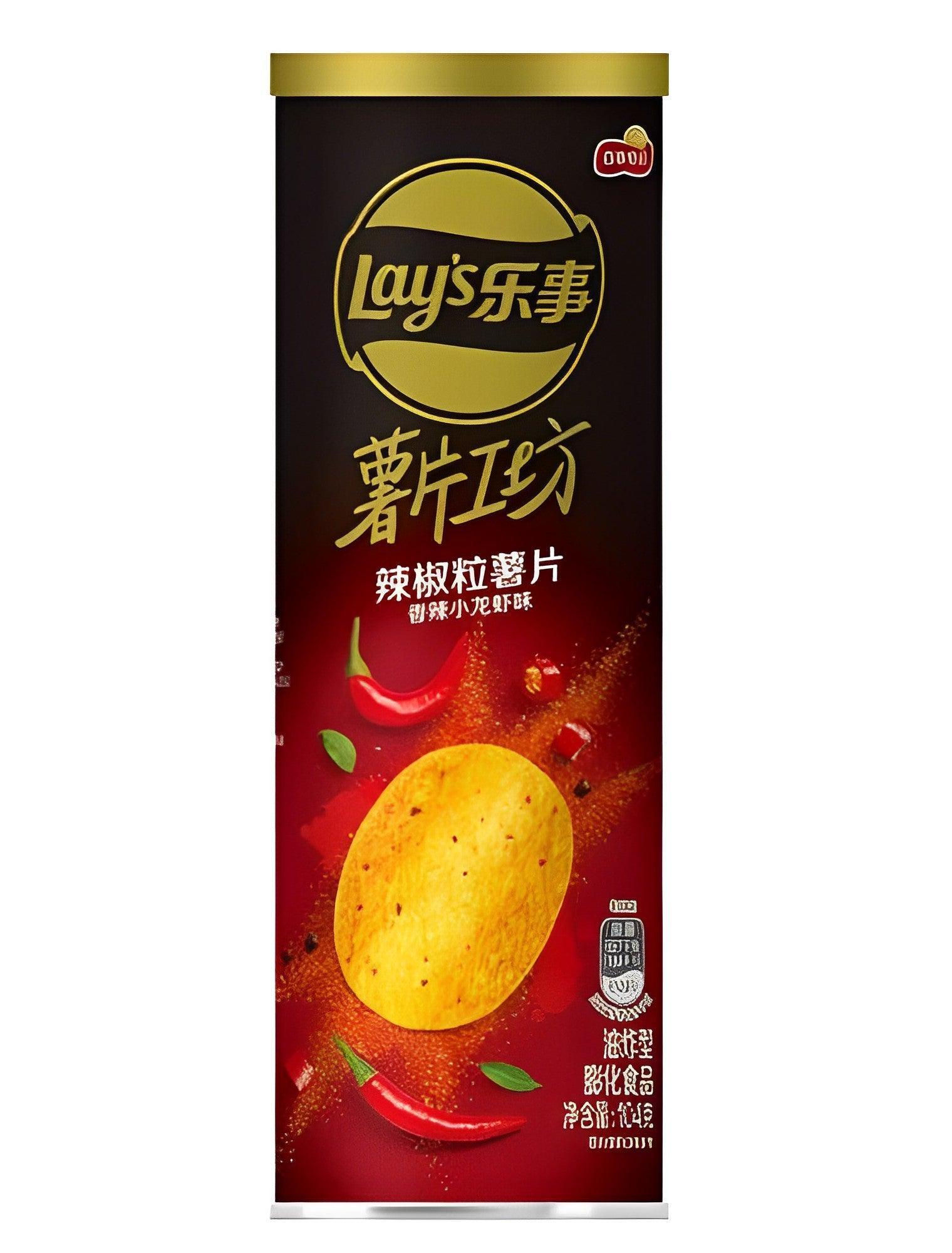 Lays Premium Spicy Crayfish Flavored Potato Chips - 104g, 1 Can - seouloasis.com - Seoul Oasis