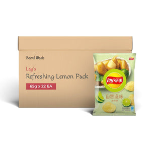 Lays Refreshing Lemon Flavor Chips 22 Packs- 1 Carton - seouloasis.com - Seoul Oasis