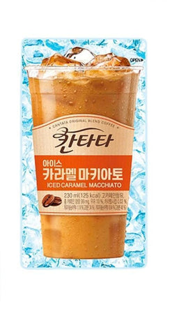 Lotte Cantata Iced Caramel Macchiato Coffee 230ml x 10 packs (1 outer) - seouloasis.com - Seoul Oasis