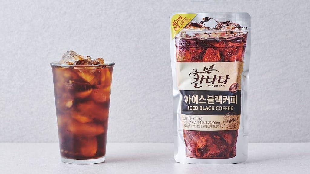 Lotte Cantata Original Iced Black Coffee Drink 230ml x 10 packs (1 outer) - seouloasis.com - Seoul Oasis