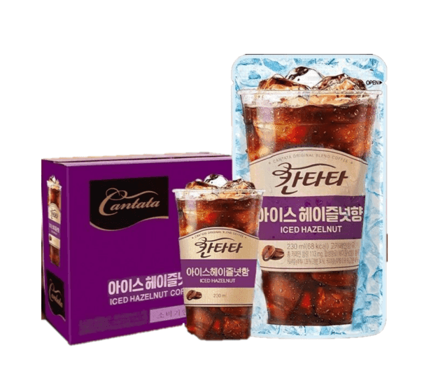 Lotte Cantata Original Iced Hazelnut Coffee Drink 230ml x 10 packs (1 outer) - seouloasis.com - Seoul Oasis